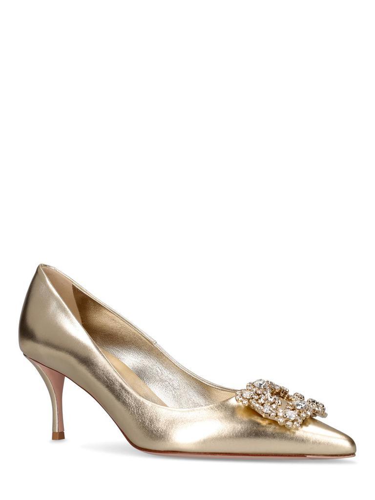 商品Roger Vivier|65mm Flower Strass Leather Pumps,价格¥14952,第2张图片详细描述