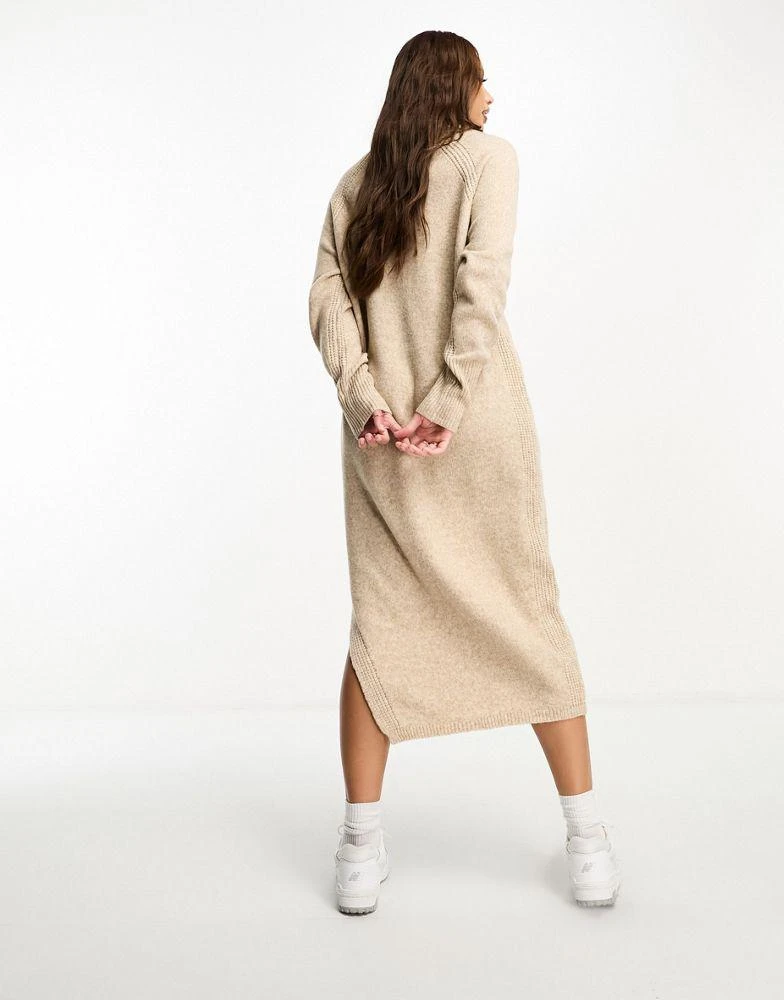 商品ASOS|ASOS DESIGN Tall knitted oversized midi dress with high neck in stone,价格¥199,第2张图片详细描述