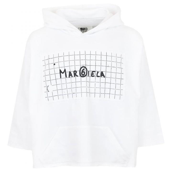 商品MAISON MARGIELA|White Unisex Grid Logo Hoodie,价格¥495,第1张图片