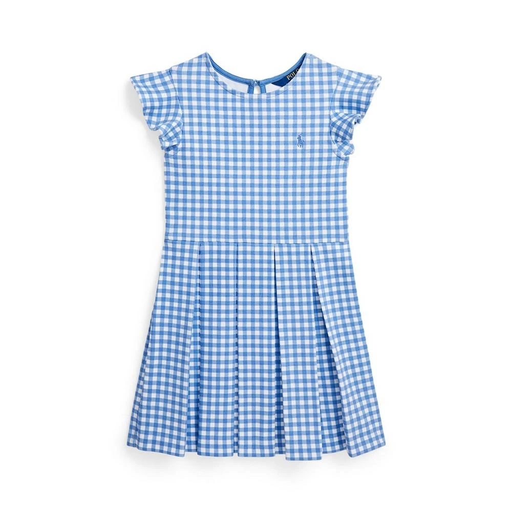 商品Ralph Lauren|Toddler and Little Girls Gingham Ruffled Ponte Fit and Flare Dress,价格¥440,第1张图片