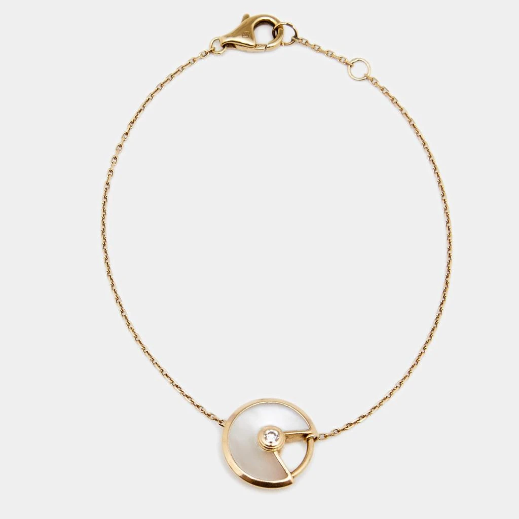 商品[二手商品] Cartier|Cartier Amulette de Cartier Mother of Pearl Diamond 18K Yellow Gold XS Model Bracelet ,价格¥8437,第1张图片