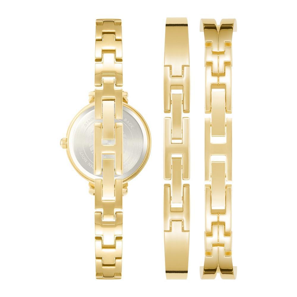商品Anne Klein|Women's Gold-Tone and Silver-Tone Alloy Bangle with Crystal Accents Fashion Watch 33mm Set 3 Pieces,价格¥1101,第5张图片详细描述