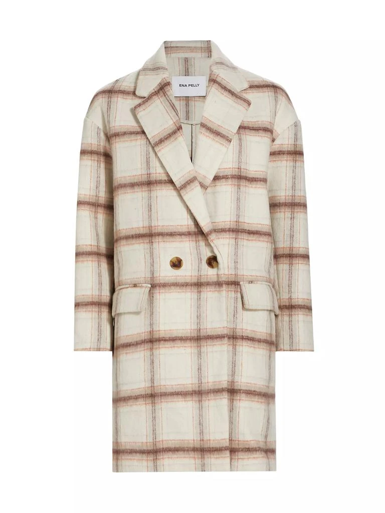 商品Ena Pelly|Plaid Wool-Blend Oversized Double-Breasted Coat,价格¥1612,第1张图片