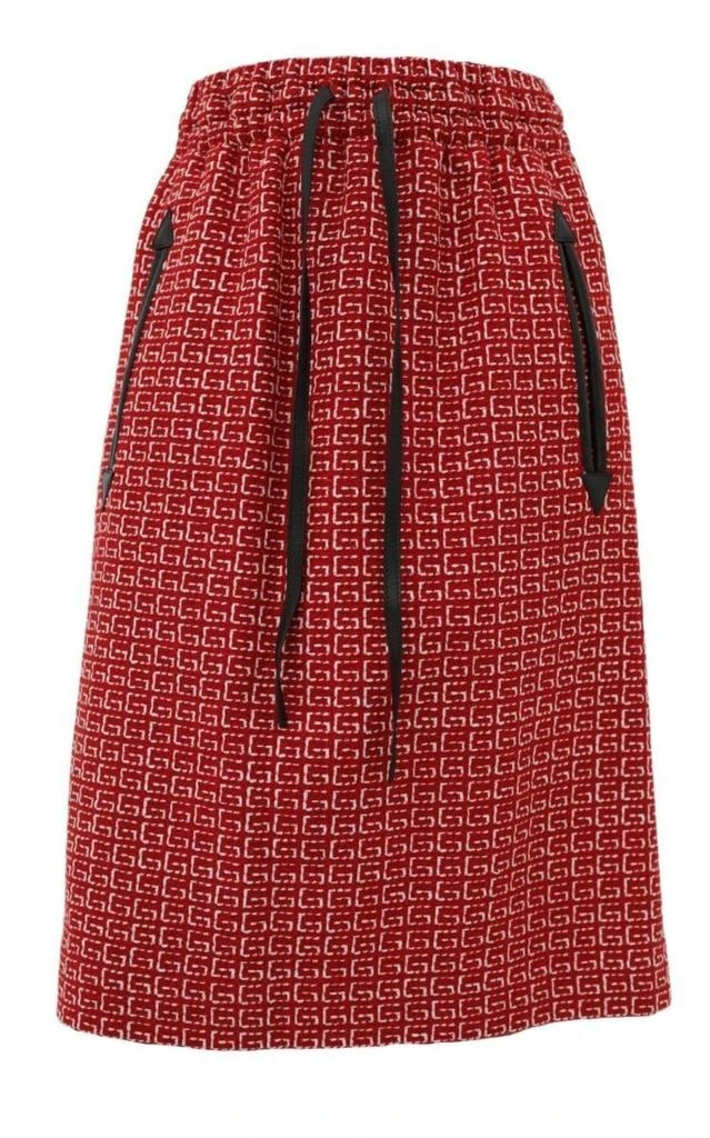 商品Gucci|Red Jacquard GG Drawstring Skirt,价格¥9584,第1张图片