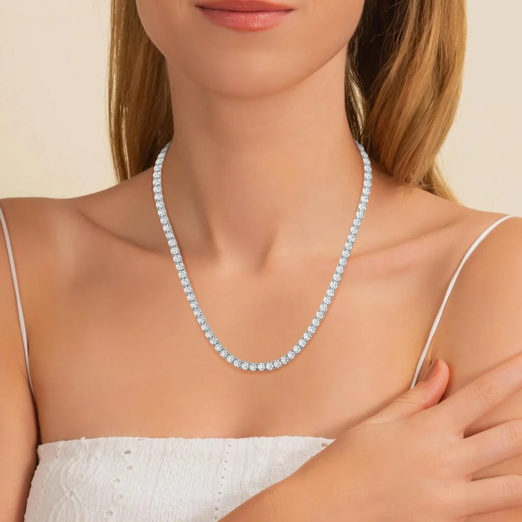 商品Diamond2Deal|14K Gold Lab Grown Diamond Straight Line Tennis Necklace 18" 5 Ct,价格¥27968,第2张图片详细描述
