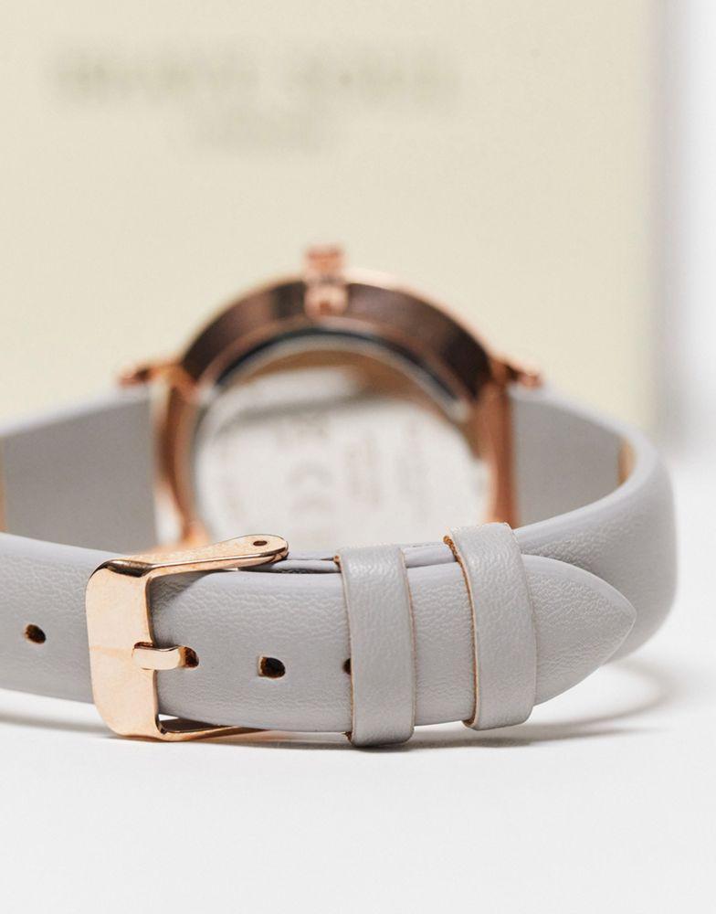 商品Brave Soul|Brave Soul faux leather strap watch with diamante detail in grey and rose gold,价格¥131,第6张图片详细描述
