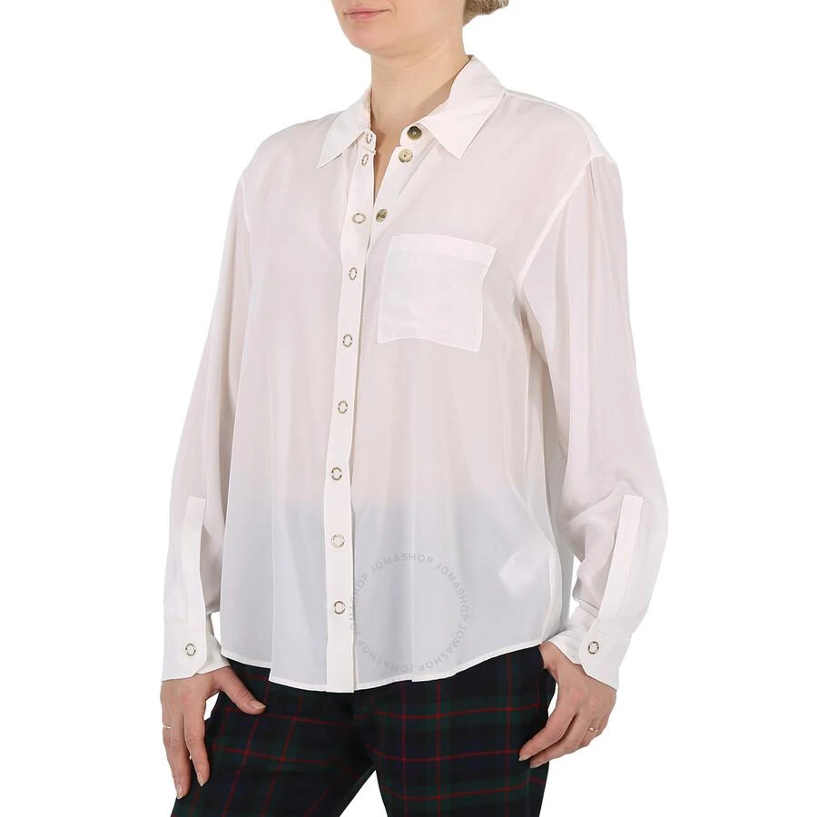 商品Burberry|Ladies Marika Optic White Press Studded Silk Crepe De Chine Shirt,价格¥4825,第2张图片详细描述