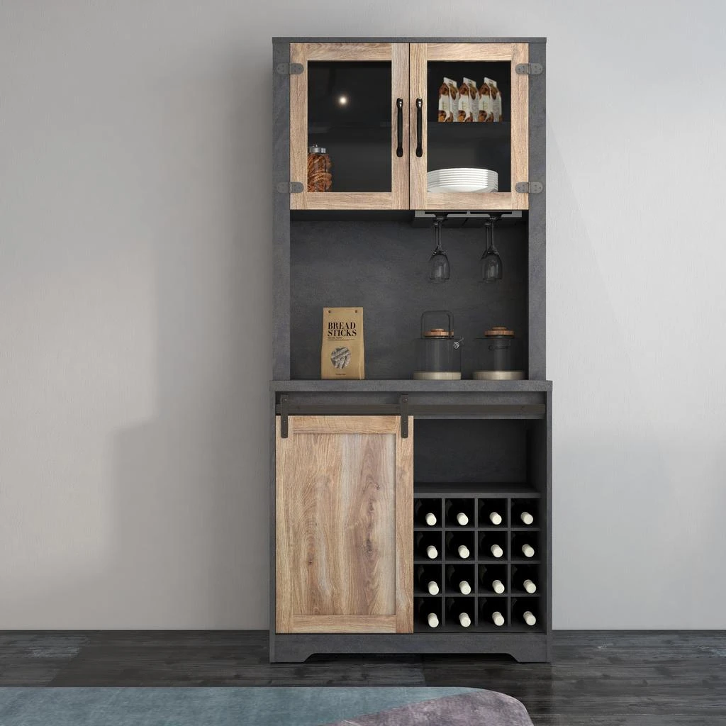 商品Streamdale Furniture|Streamdale 31 Inch Farmhouse Barn Door Bar Cabinet For Living Room,价格¥3466,第1张图片