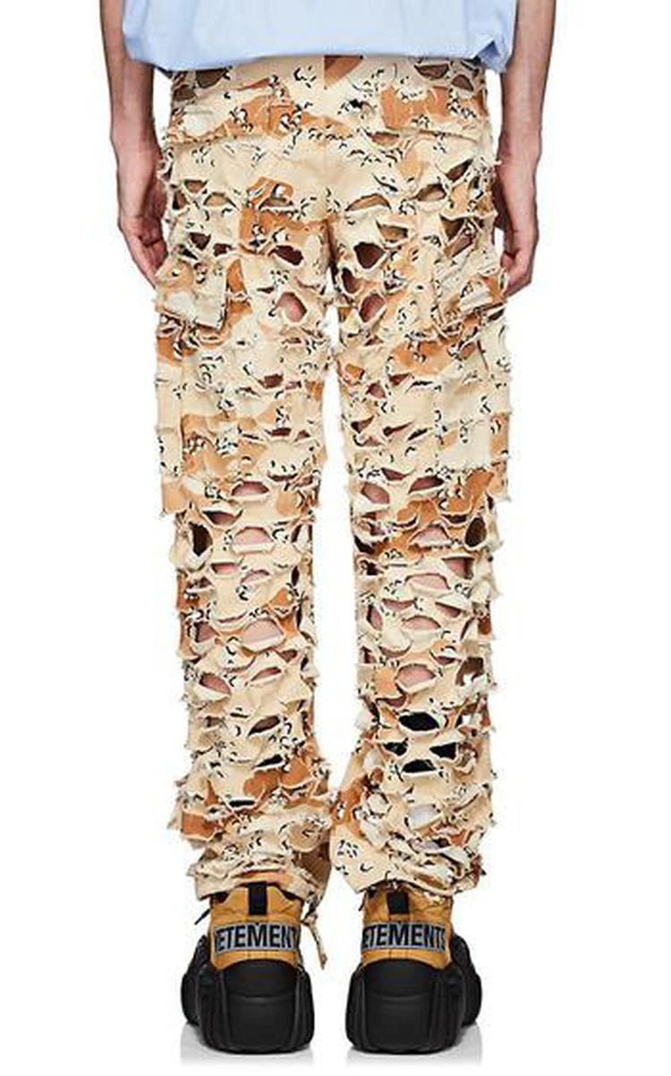 商品Vetements|Camouflage Shredded Cotton Cargo Pants,价格¥8518,第3张图片详细描述