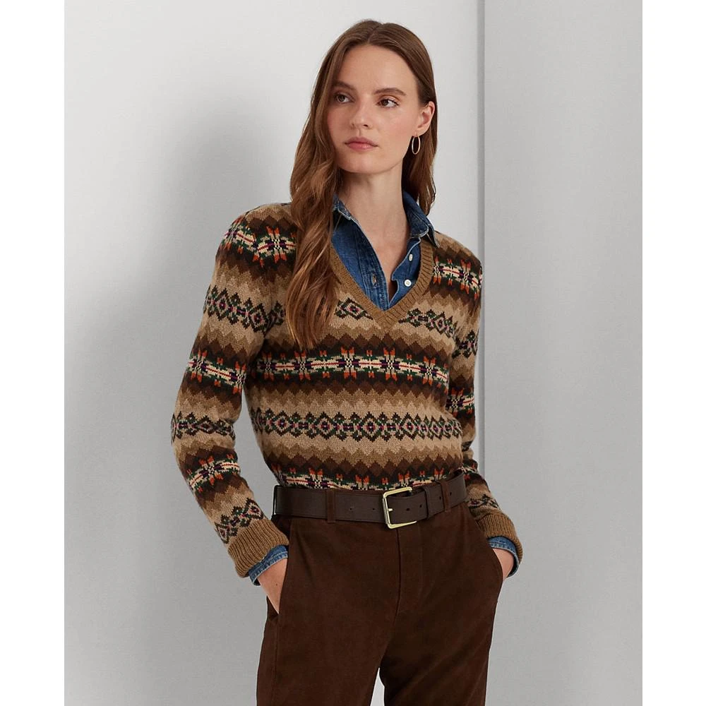 商品Ralph Lauren|Women's Fair Isle V-Neck Sweater,价格¥572,第1张图片