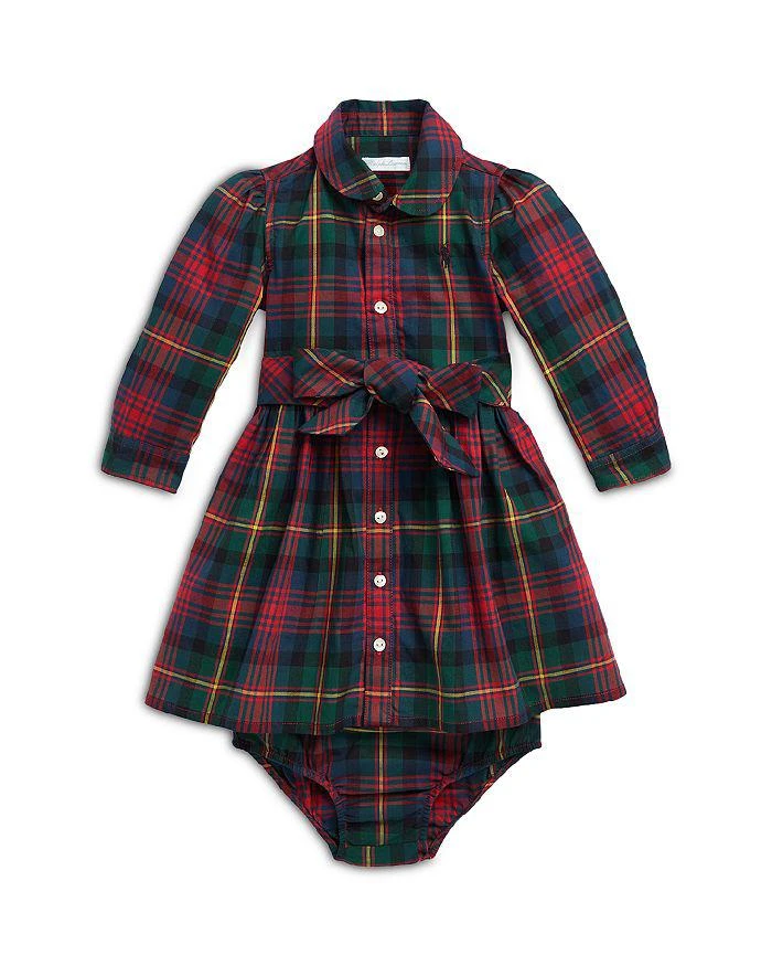 商品Ralph Lauren|Girls' Plaid Cotton Twill Shirt Dress & Bloomers Set - Baby,价格¥264,第1张图片