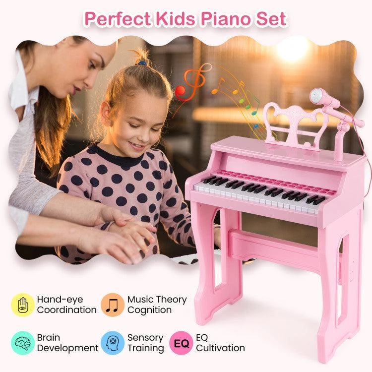 商品Hivvago|37 Keys Music Piano with Microphone Kids Piano Keyboard with Detachable Music Stand,价格¥596,第5张图片详细描述