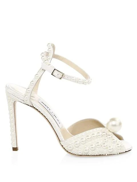 商品Jimmy Choo|Sacora Peep-Toe Embellished Satin Sandals,价格¥14205,第5张图片详细描述