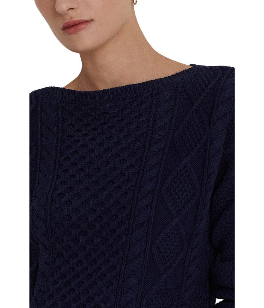 商品Ralph Lauren|Petite Aran-Knit Cotton Boatneck Sweater,价格¥411,第3张图片详细描述