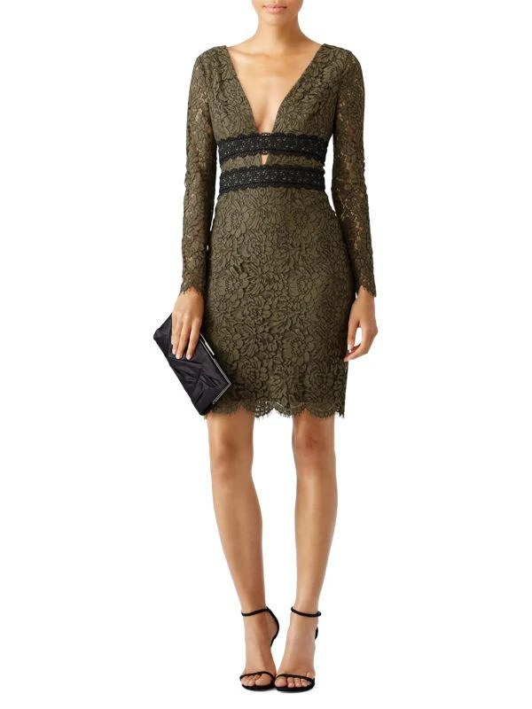 商品Diane von Furstenberg|Plunging Neckline Lace Sheath Mini Dress,价格¥1210,第1张图片