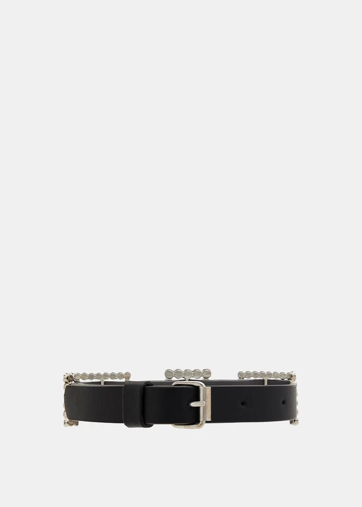 商品Alessandra Rich|Alessandra Rich Black Leather Choker With Crystal Buckles,价格¥3247,第2张图片详细描述