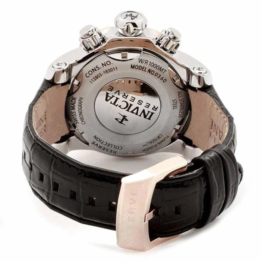 商品Invicta|Invicta 0360 Men's Reserve Venom Chronograph Black Leather Strap 1000M WR Swiss Watch,价格¥1490,第3张图片详细描述