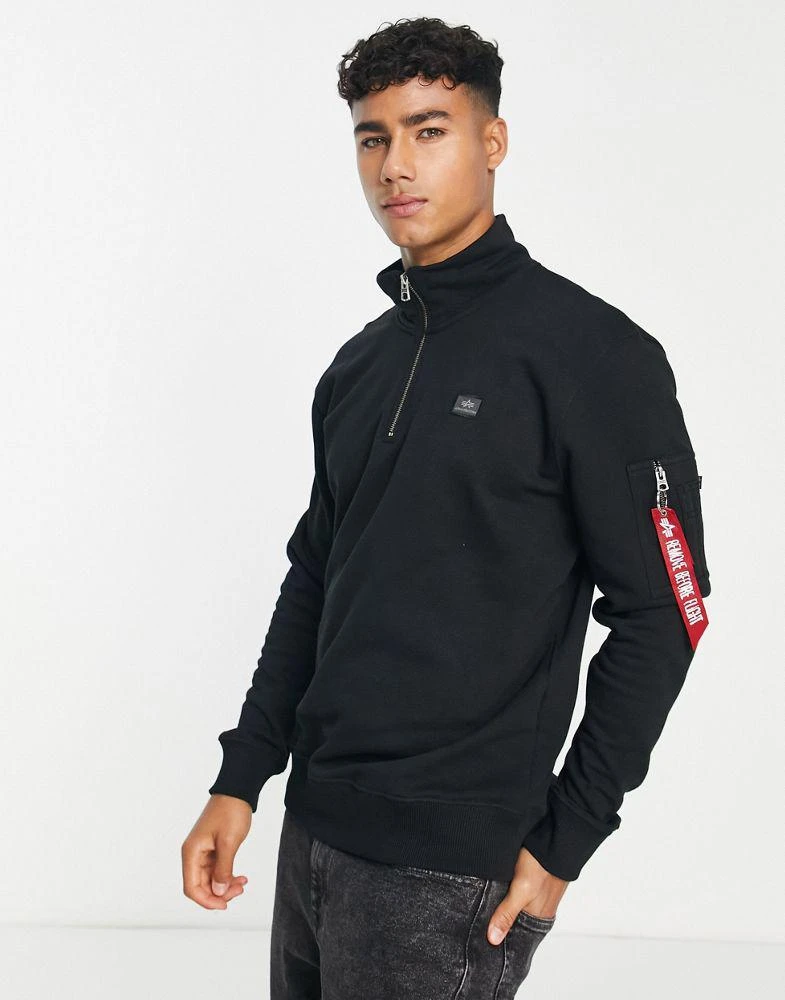 商品Alpha Industries|Alpha Industries X-Fit half zip sweatshirt in black,价格¥539,第1张图片