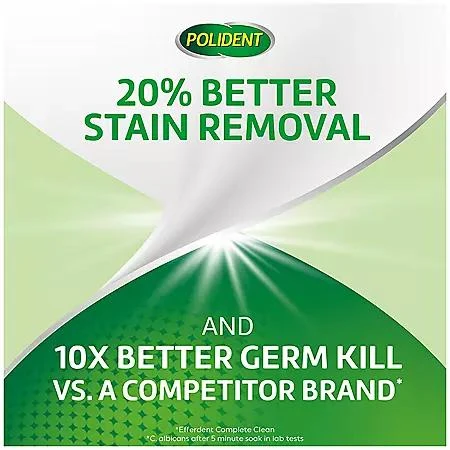 Polident 3-Minute Triple-Mint Antibacterial Denture Cleanser, Effervescent Tablets, 120 ct., 2 pk.  商品