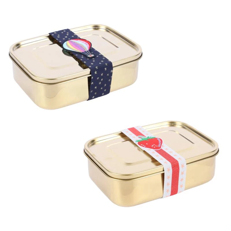商品Jeune Premier|Balloons and strawberry nickel lunch box set in golden,价格¥1070,第1张图片