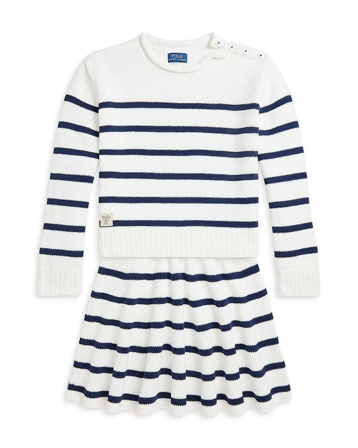 商品Ralph Lauren|Girls' Striped Cotton Sweater & Skirt Set - Big Kid,价格¥1242,第1张图片详细描述