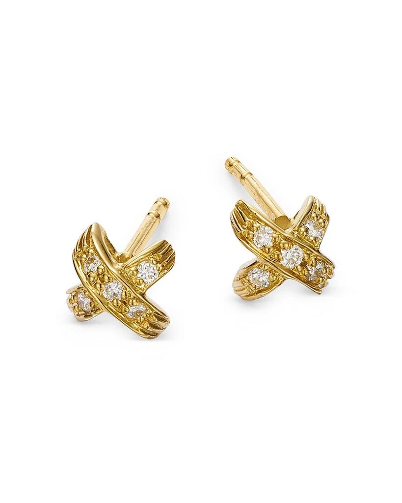 18K Yellow Gold 'X' Pavé Stud Earrings 商品