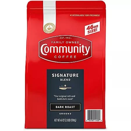 商品Community Coffee|Community Coffee Ground Dark Roast, Signature Blend, 46 oz.,价格¥154,第1张图片