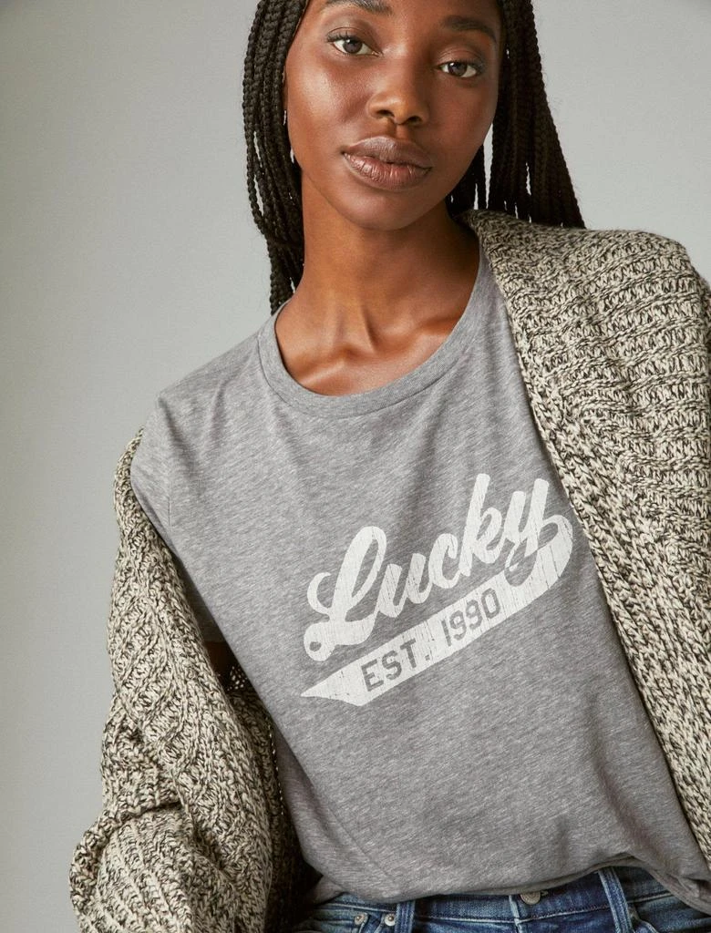 商品Lucky Brand|Lucky Brand Womens Lucky Script Classic Crew Tee,价格¥75,第1张图片