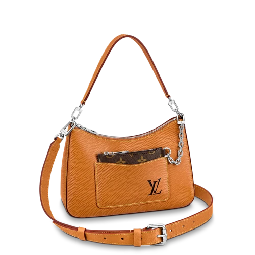 【预售十天】Louis Vuitton/路易威登 MARELLE系列 女士焦糖棕黄粒面皮革银扣配可拆卸小袋二合一单肩斜跨手提包M80794 商品