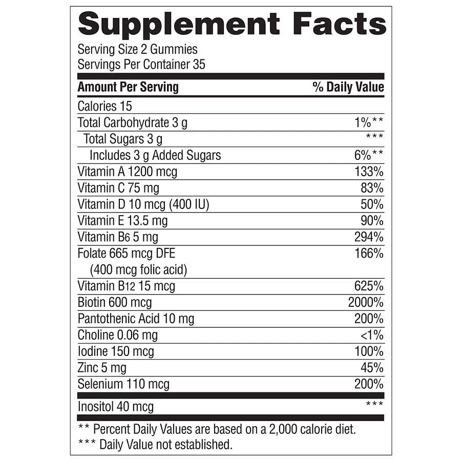 商品Walgreens|Men's Multivitamin Gummies (35 days) Assorted Natural Fruit,价格¥67,第4张图片详细描述