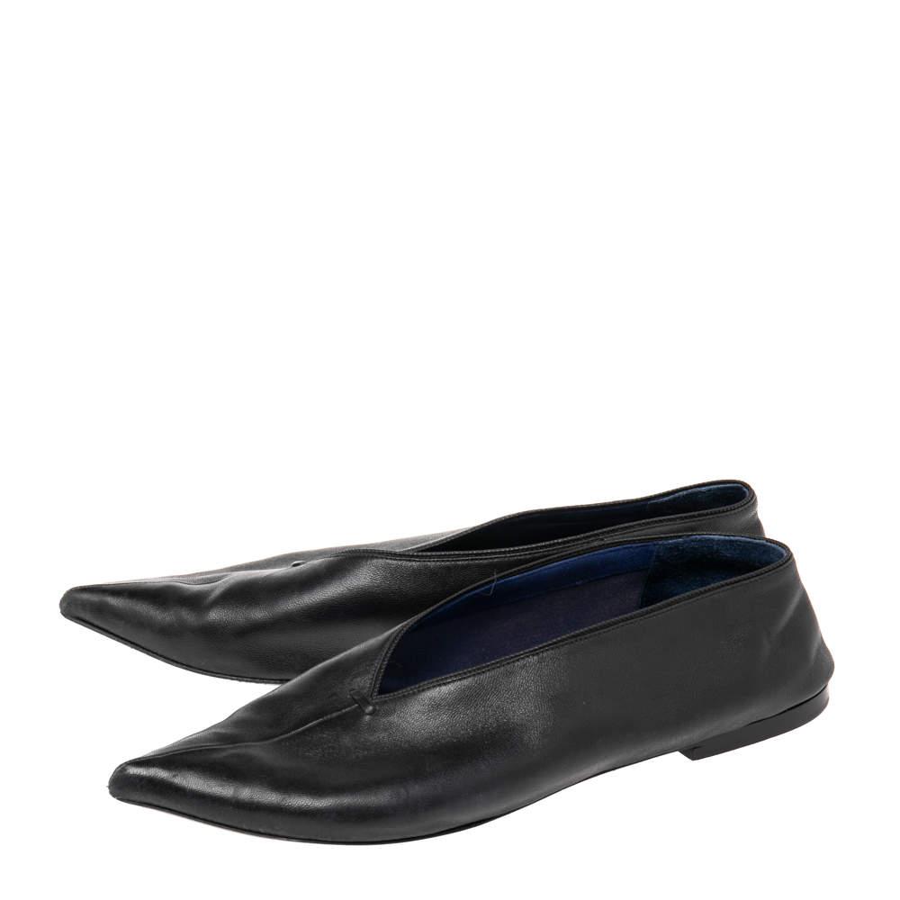 Celine Black Leather V Neck Pointed Toe Flats Size 35商品第4张图片规格展示