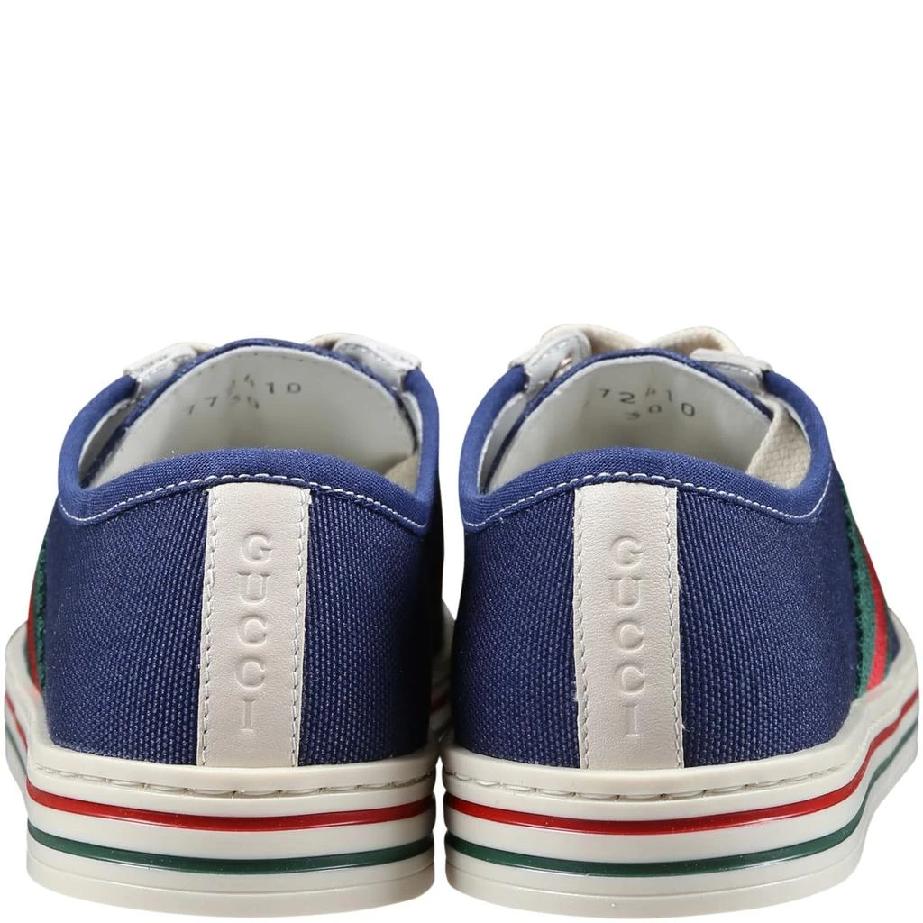 商品Gucci|Blue Canvas Trainer For Kids With Green And Red Web,价格¥3432,第4张图片详细描述