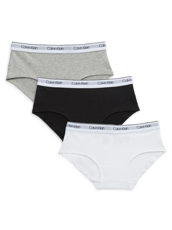 商品Calvin Klein|Girl's 3-Piece Logo Briefs,价格¥122,第1张图片