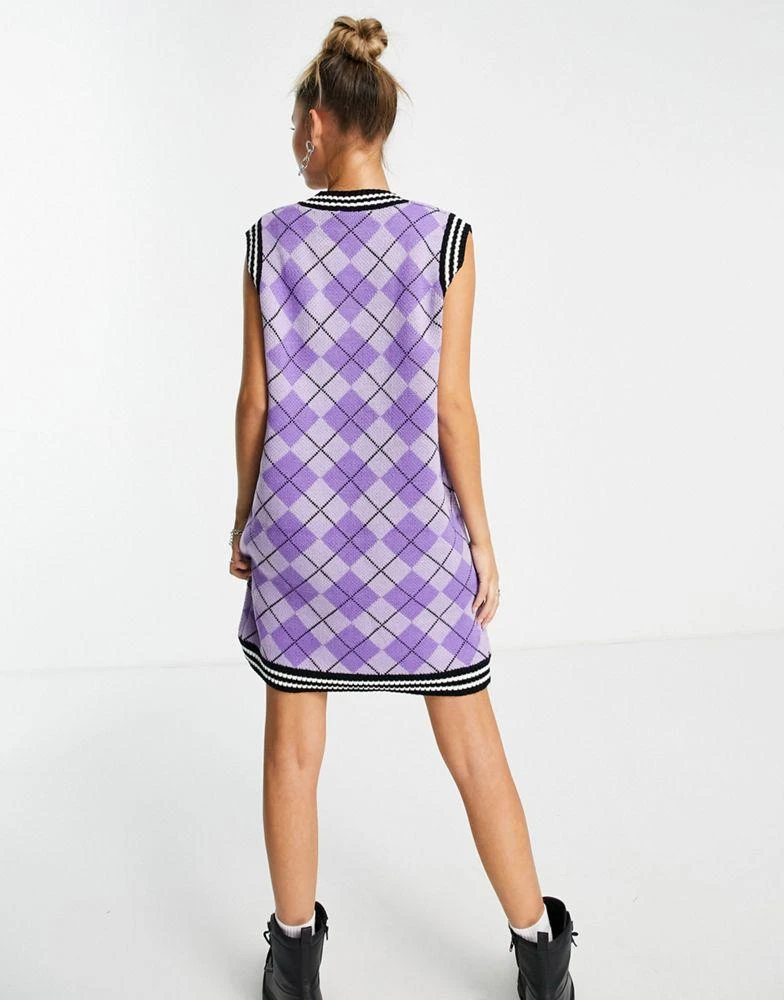 商品The Ragged Priest|The Ragged Priest purple argyle sweater vest dress,价格¥211,第3张图片详细描述