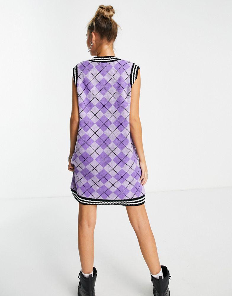 商品The Ragged Priest|The Ragged Priest purple argyle sweater vest dress,价格¥193,第5张图片详细描述