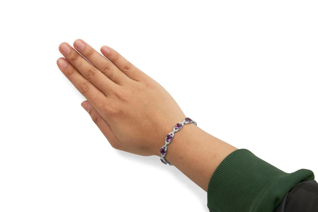 商品Haus of Brilliance|.925 Sterling Silver 7mm Cushion Cut Amethyst Gemstone and Diamond Tennis Link Bracelet,价格¥8105,第5张图片详细描述