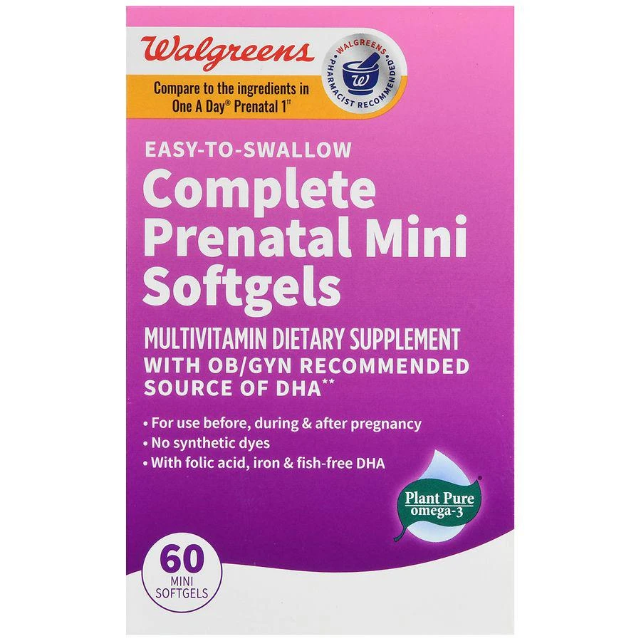 商品Walgreens|Easy-to-Swallow Complete Prenatal Mini Softgels (60 days),价格¥166,第2张图片详细描述