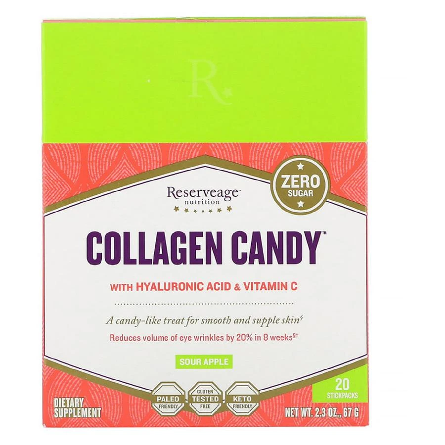 商品ReserveAge Nutrition|Collagen Candy with Hyaluronic Acid & Vitamin C Sour Apple,价格¥124,第1张图片