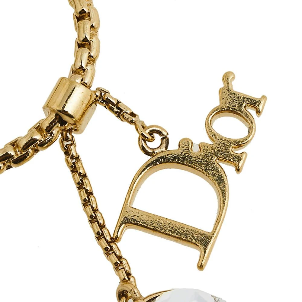 商品[二手商品] Dior|Dior Gold Tone Crystal & Logo Charms Ring Size EU 53,价格¥1338,第3张图片详细描述