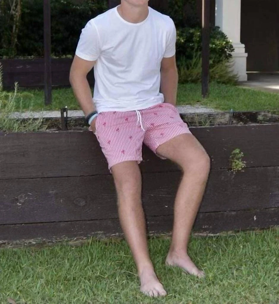 商品Alan Paine|Men'S Granton Embroidered Swim Suit in Pink,价格¥505,第2张图片详细描述