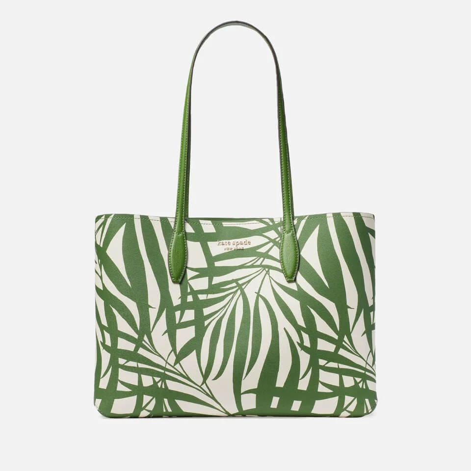 商品Kate Spade|Kate Spade New York Women's All Day Palm Fronds Printed Large Tote Bag - Bitter Greens Multi,价格¥925,第1张图片