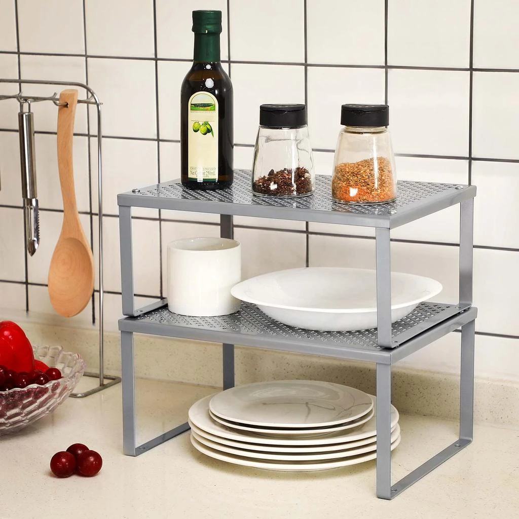 商品BreeBe|Set of 2 Stackable and Expandable Spice Racks Oatmeal Beige,价格¥345,第2张图片详细描述