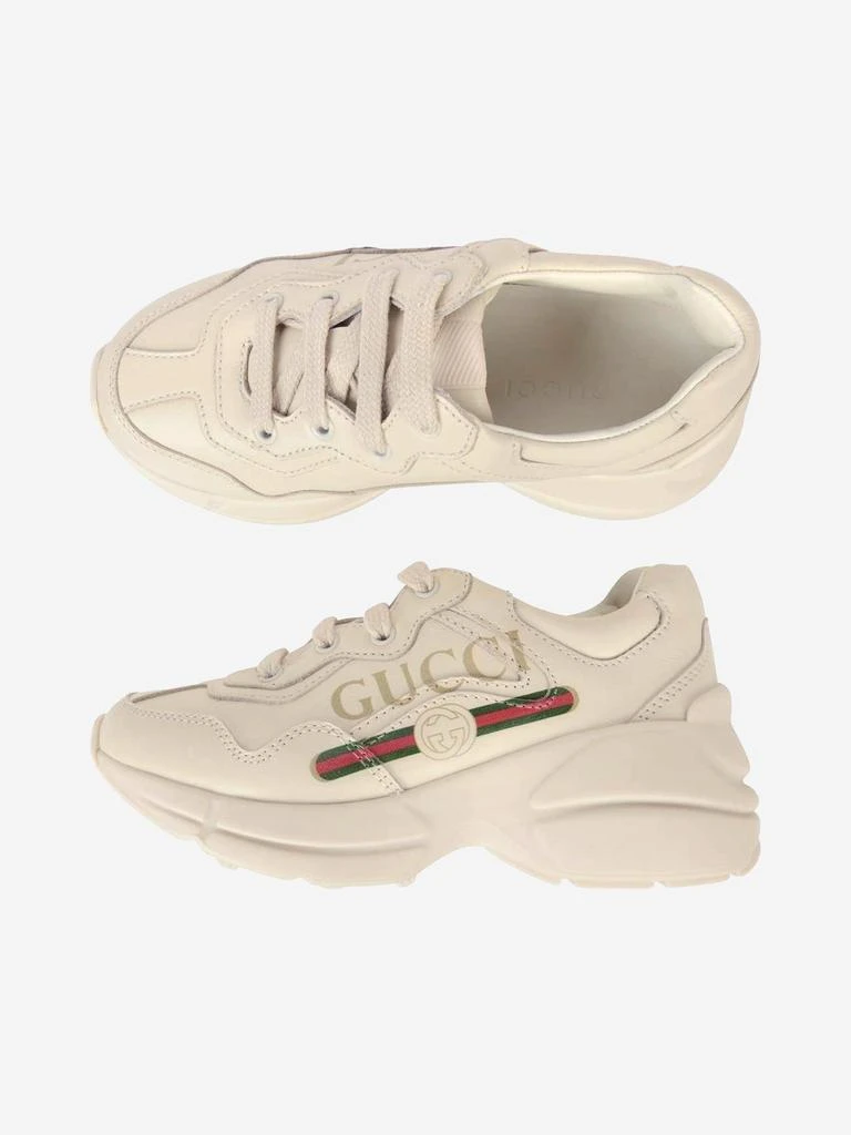 商品Gucci|Gucci Ivory Leather Branded Trainers,价格¥3673,第4张图片详细描述