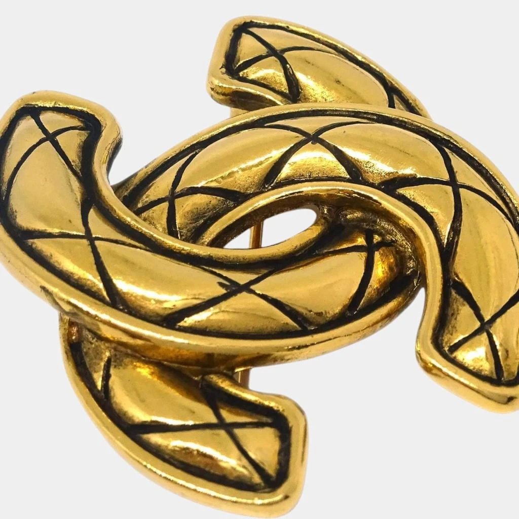 商品[二手商品] Chanel|Chanel Gold Plated Quilted CC Brooch Pin,价格¥8700,第2张图片详细描述