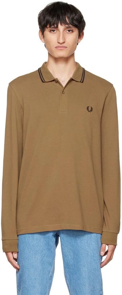 商品Fred Perry|Brown Twin Tipped Long Sleeve Polo,价格¥455,第1张图片