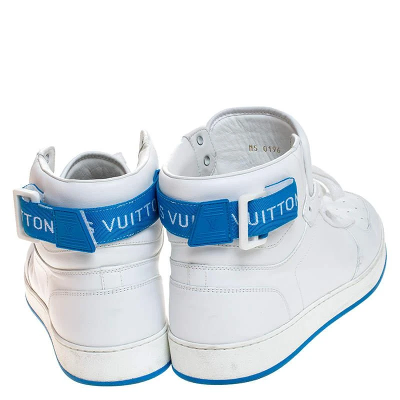 商品[二手商品] Louis Vuitton|Louis Vuitton White/Blue Leather Rivoli High Top Sneakers Size 42,价格¥5228,第5张图片详细描述