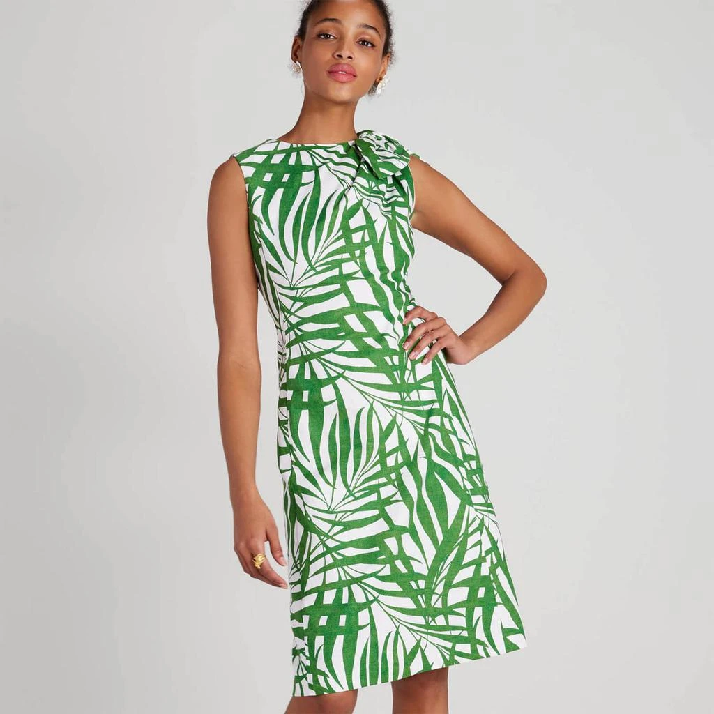 商品Kate Spade|Kate Spade New York Women's Palm Fronds Knot Shoulder Dress - Bitter Greens,价格¥1670,第1张图片