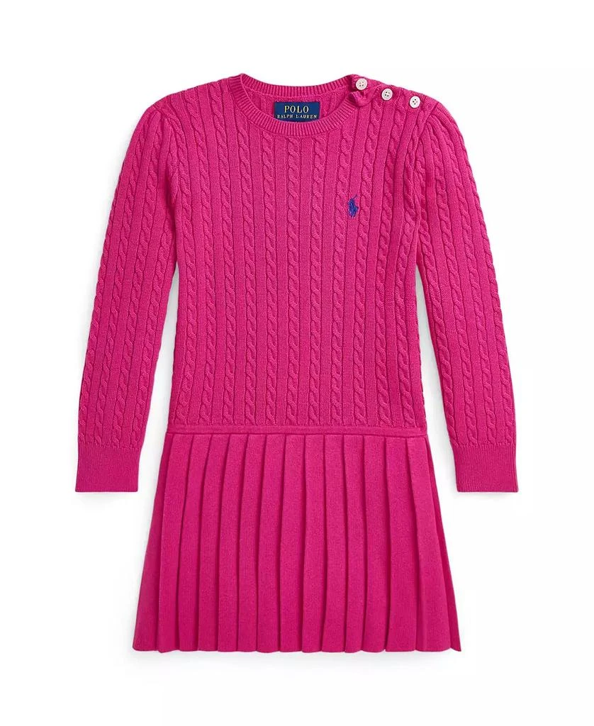 商品Ralph Lauren|Toddler And Little Girls Mini Cable Pleated Cotton Sweater Dress,价格¥470,第1张图片