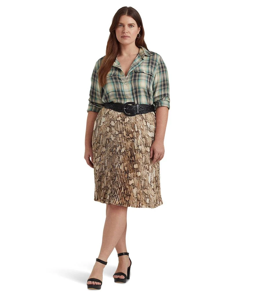 商品Ralph Lauren|Plus Size Snakeskin Print Pleated Charmeuse Skirt,价格¥584,第4张图片详细描述