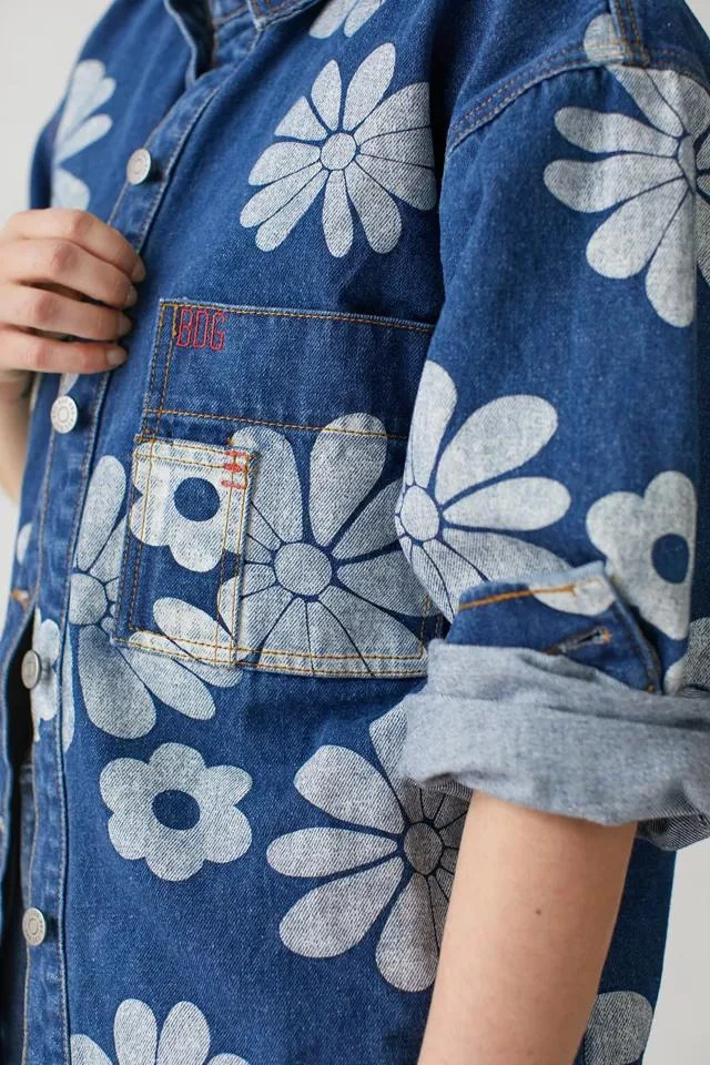 商品BDG|BDG Elissa Denim Printed Shirt Jacket,价格¥524,第2张图片详细描述
